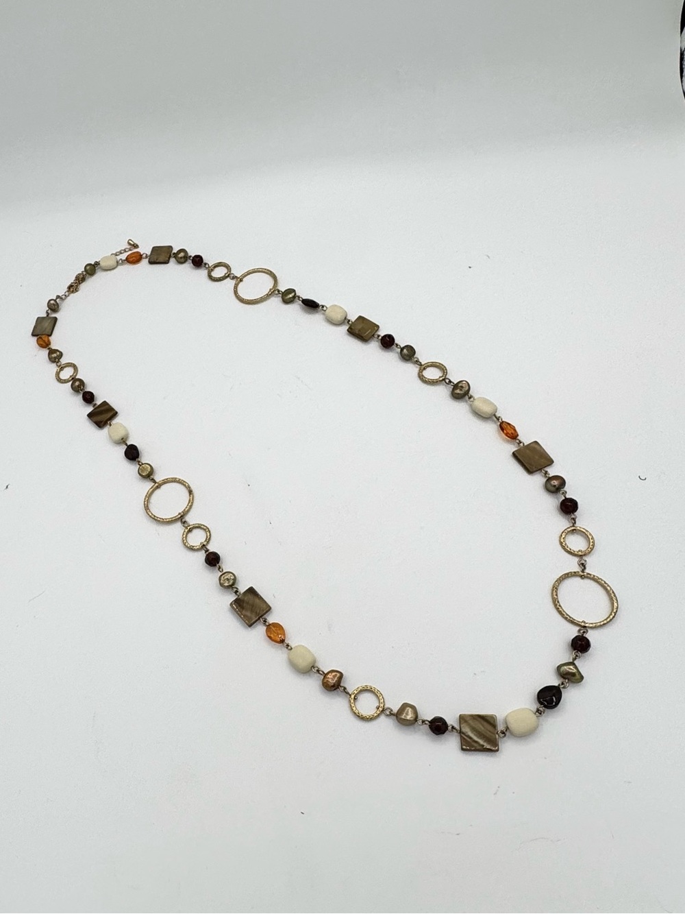 Lia Sophia “Cipriani” 37” Long with Mother of Pearl, Brown and Amber Beads - Picture 5 of 5